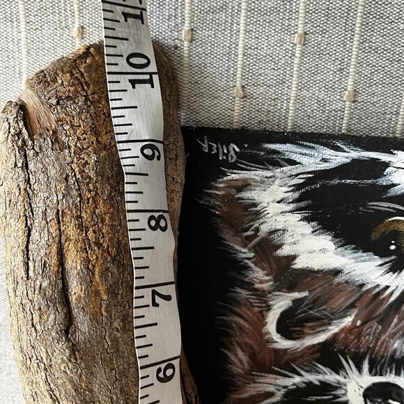 Rustic Hand Painted Raccoon Folk Art Wood Branch Frame Dimensional signed - Picture 8 of 13